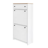 ZUN ON-TREND Functional Entryway Organizer with 2 Flip Drawers, Wood Grain Pattern Top Shoe Cabinet with WF308547AAK