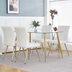 ZUN Modern White teddy wool dining chair, upholstered chair with fabric accent side chair with W210127517