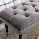 ZUN Tufted Bench Modern Velvet Button Upholstered Ottoman enches Bedroom Rectangle Fabric Footstool with W72854359