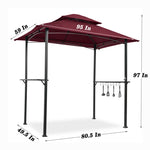 ZUN Outdoor Grill Gazebo 8 x 5 Ft, Shelter Tent, Double Tier Soft Top Canopy Steel Frame with hook W41918150