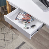 ZUN Simple Solid Wood Straight Leg Desk With Drawer For Office Home - White W2181P156757