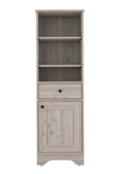 ZUN Andalusia 1-Drawer 3-Shelf Linen Cabinet Light Grey B06280550