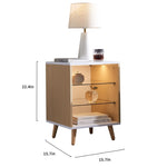 ZUN LED Nightstand with 2 Glass Shelves, Modern Bedside Table with 3 Color LED Lighting/Adustable W2178133300