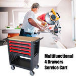 ZUN 4 DRAWERS MULTIFUNCTIONAL TOOL CART WITH WHEELS AND WOODEN TOP W110265906
