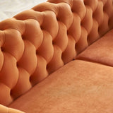ZUN Modern Tufted Velvet Sofa 87.4 inch for Living Room Orange Color W579107801