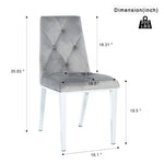 ZUN Modern luxury home furniture dinning room chairs chrome legs Dark Grey velvet fabric dining W21037615