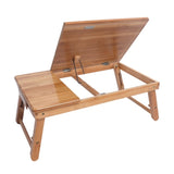 ZUN 53cm Trendy Adjustable Bamboo Computer Desk Wood Color 51151965