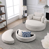 ZUN [Video] Welike Swivel Accent Barrel Modern Sofa Lounge Club Big Round Chair with Storage Ottoman W83469808
