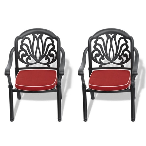 ZUN Cast Aluminum Patio Dining Chair 2PCS With Black Frame and Cushions In Random Colors W171091743