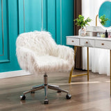 ZUN HengMing Modern Faux fur home office chair, fluffy chair for girls, makeup vanity Chair W21234444