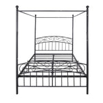 ZUN Queen Size Metal Canopy Bed Frame with Headboard and Footboard Black W84034157