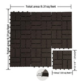 ZUN Patio Interlocking Deck Tiles, 12"x12" Square Composite Decking Tiles, Four Slat Plastic Outdoor W1859113478