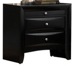 ZUN 1Pc Contemporary 2 Drawer Nightstand End Table Jewelry Tray Black Finish Solid Wood Wooden Bedroom ESFCRMB4280-2