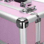 ZUN 3 in 1 Aluminum Cosmetic Makeup Case Tattoo Box Pink 40894344