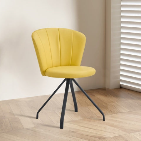 ZUN Light yellow 360&deg; Swivel Makeup Home Office Chair, PU Vanity Chair, Nail chair for Women, queen W2118P143547