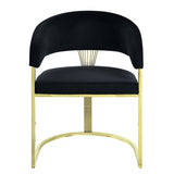ZUN ACME Fallon Side Chair, Black Velvet & Mirrored Gold Finish DN01954