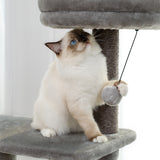 ZUN Wooden Cat Tree 4 Levels Platform for Large Cats Featuring with Fully Scratching Posts, Hammock, 63522001