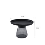 ZUN Smoke Glass Base with Black Painting Top Coffee Table, Living Room Center Table W1718130607