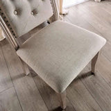 ZUN Natural Rustic Tone Set of 2 Dining Chairs Beige Fabric Tufted back Chairs Nailhead trim Upholstered B01181961