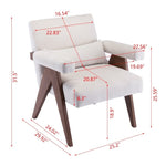 ZUN Accent chair, KD rubber wood legs with black finish. Fabric cover the seat. With a cushion.Cream W72870349