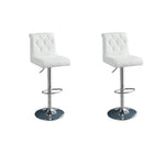 ZUN Adjustable Bar stool Gas lift Chair White Faux Leather Tufted Chrome Base Modern Set of 2 Chairs HS00F1645-ID-AHD
