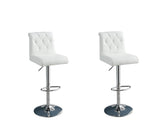 ZUN Adjustable Bar stool Gas lift Chair White Faux Leather Tufted Chrome Base Modern Set of 2 Chairs HS00F1645-ID-AHD