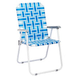 ZUN 2pcs Steel Tube PP Webbing Bearing 120kg Folding Beach Chair Blue& White Strip 18794766