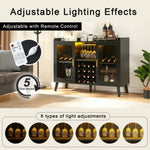 ZUN LED Wine Bar Cabinet, Home Coffee Cabinet with Wine and Glass Rack, Kitchen Buffet Sideboard with WF320348AAB