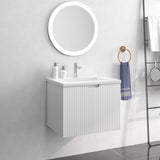 ZUN 24" Floating Wall Mounted Bathroom Vanity with White Porcelain Sink and Soft Close Doors W1781140225