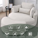 ZUN [Video] Welike Swivel Accent Barrel Modern Sofa Lounge Club Big Round Chair with Storage Ottoman W83469808