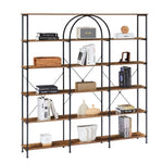 ZUN 6 Tier Bookcase Home Office Open Bookshelf, Vintage Industrial Style Shelf with Metal Frame, MDF WF321311AAT