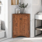 ZUN Brown Triangle Bathroom Storage Cabinet with Adjustable Shelves, Freestanding Floor Cabinet for Home WF291467AAD