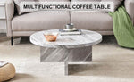 ZUN Gray MDF material circular textured coffee table, 31.4-inch gray middle table, modern coffee table, W1151131602