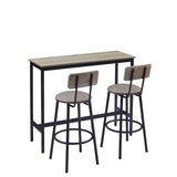 ZUN Bar Table Set with 2 Bar stools PU Soft seat with backrest, Grey, 43.31'' L x 15.75'' W x 35.43'' H. W1162103445