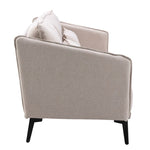 ZUN Beige Modern Fabric 3 Seater Sofa Couch Metal Leg Office Living Room W/2 Cushion 85174676
