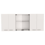 ZUN Shelton 59-inch Two Center Glass Doors Wall Cabinet White B06280519