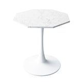 ZUN 31.50"Modern Octagonal Coffee Table with Printed White Marble Table Top,Metal Base, for Dining Room, W757126158