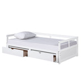 ZUN Wooden Daybed with Trundle Bed and Two Storage Drawers , Extendable Bed Daybed,Sofa Bed for Bedroom WF194973AAK