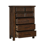 ZUN Classic Bedroom Brown Finish 1pc Chest of Drawers Mango Veneer Wood Transitional Furniture B01151900