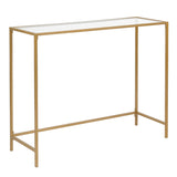 ZUN 39.4" Console Sofa Table, Modern Entryway Table, Tempered Glass Table, Metal Frame, for Living Room, 12257025