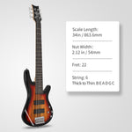 ZUN Full Size GIB 6 String H-H Pickup Electric Bass Guitar Bag Strap Pick 49547544