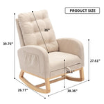 ZUN Accent Rocking Chair with Footrest High Back Rubber Wood Rocking Legs Bedroom Living Space 26.77D X W2231P143504
