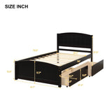 ZUN Twin size Platform Bed with Two Drawers, Espresso WF194280AAP