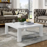 ZUN Cream White Coffe Table, 33.5" Modern Minimalist Square Coffee Tables for Living Room Home Office, W1801115769