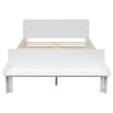 ZUN Full Bed with Footboard Bench,White W50489984