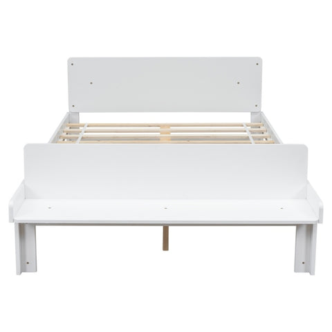 ZUN Full Bed with Footboard Bench,White W50489984