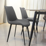 ZUN Grey PU Leather Dining Chair with Metal Legs, Modern Upholstered Chair Set of 4 for Kitchen, W2236139024