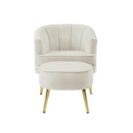 ZUN cream white armchair with ottoman W58864878