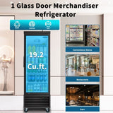ZUN ORIKOOL Glass Door Merchandiser Refrigerator 19.2 Cu.ft Swing Door Commercial Display Refrigerators W2095136066
