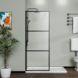 ZUN Goodyo 34" Shower Screen Door Walk-in Wet-room, Black, 3-panel Style D16384334